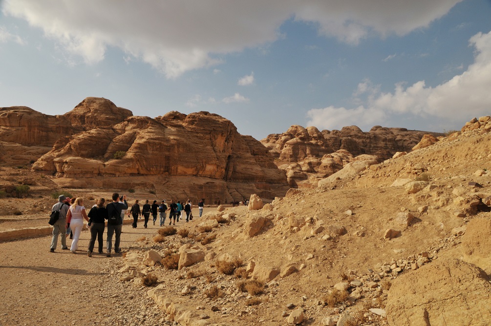 Petra, Jordan. Tourists visiting Petra.