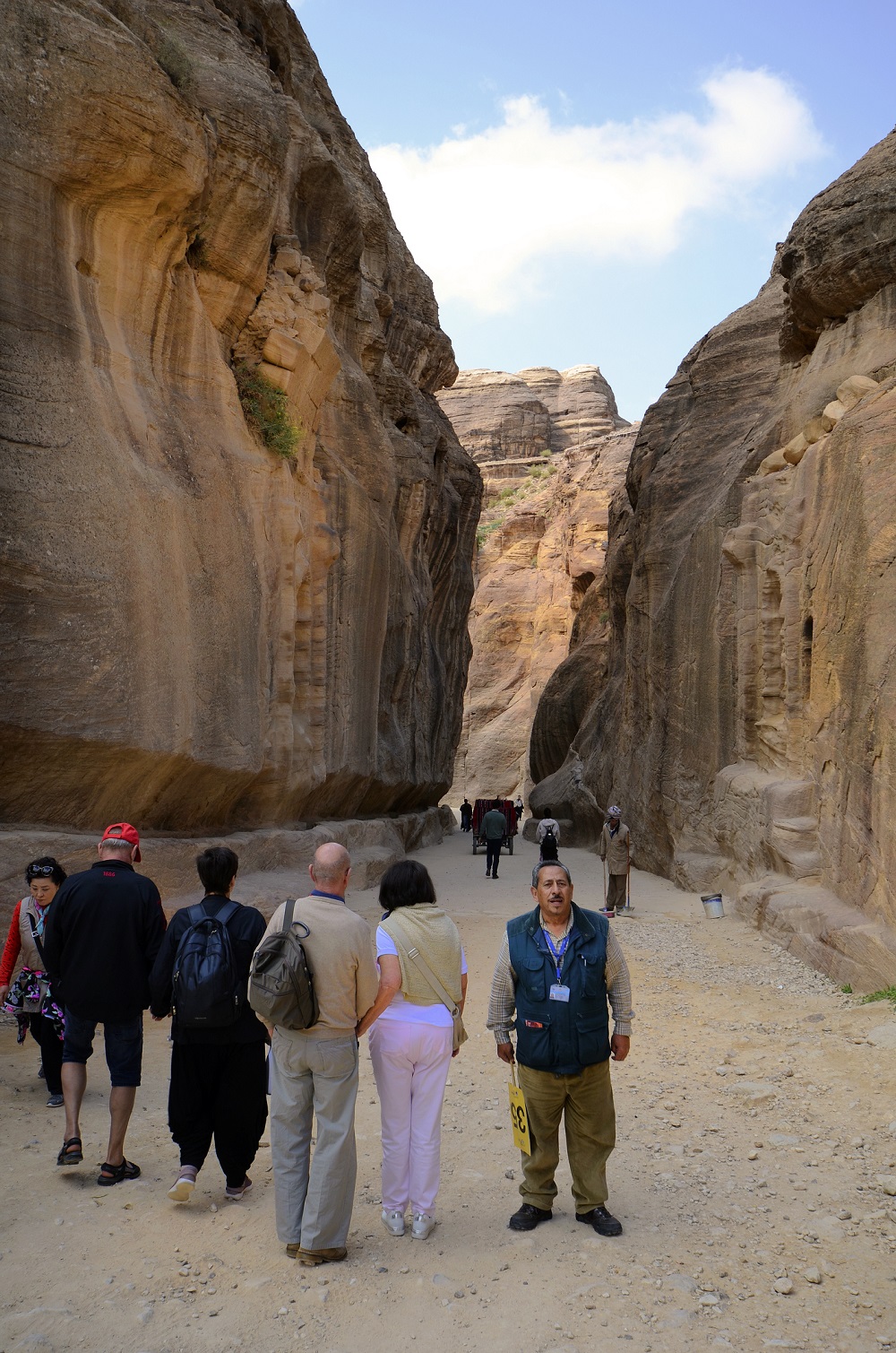 Tourists and tour guide in Petra Jordan