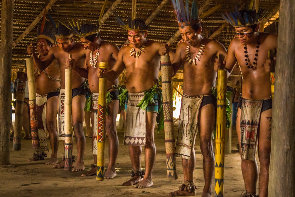 Dessana tribe dance ritual in Amazon Brazil 