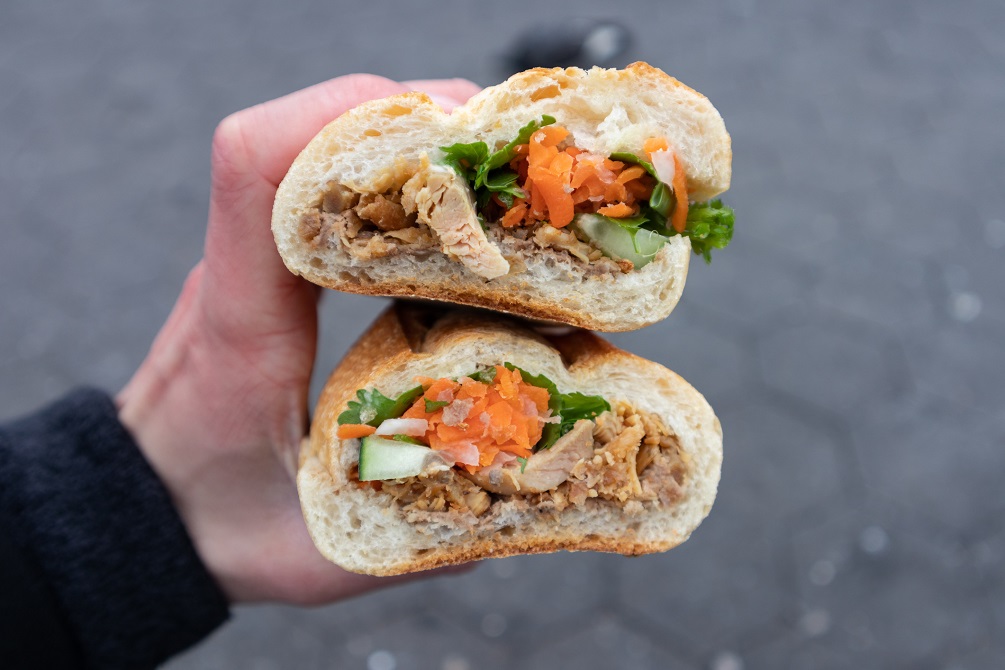 Banh Mi Sandwich Cut in Half