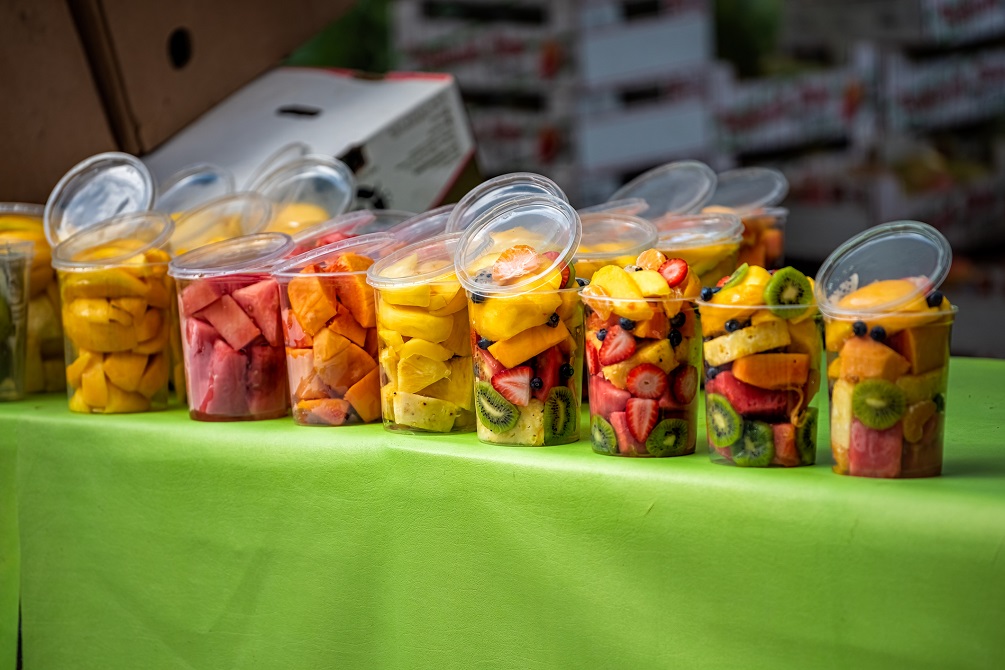 fresh sliced cut fruit