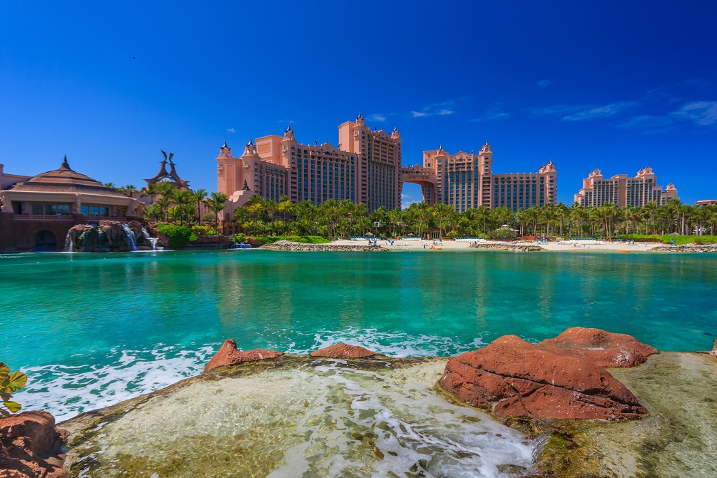 Bahamas pier landscape in Nassau city , Caribbean