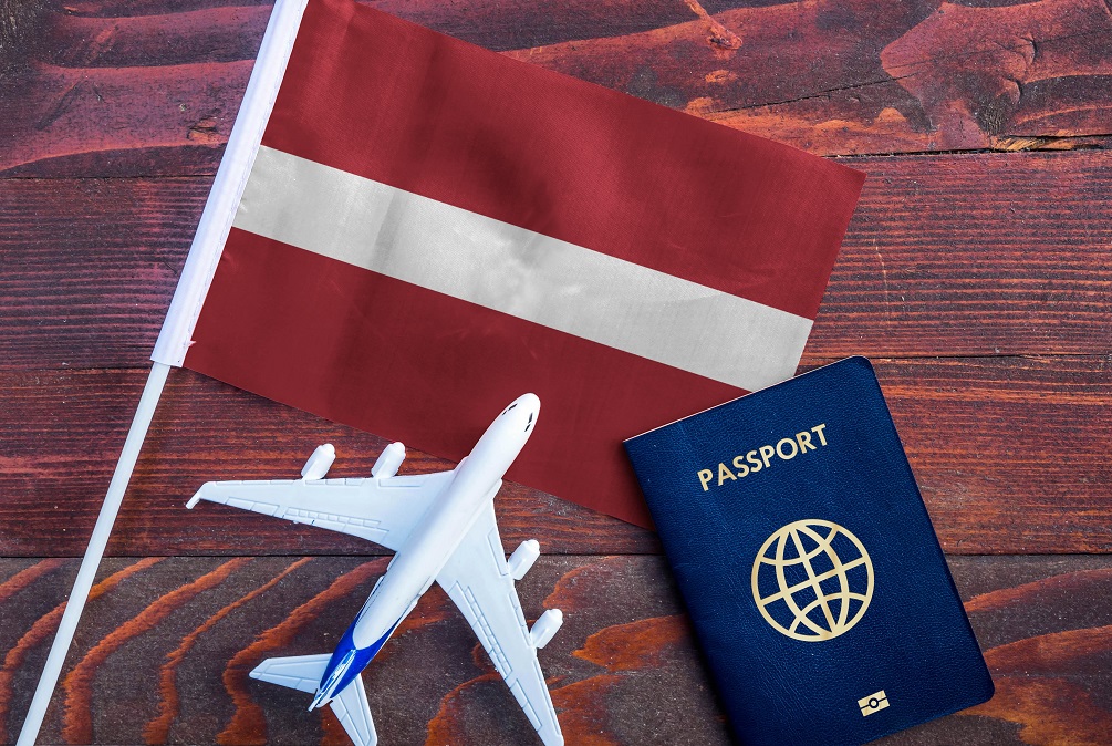 Flag of Latvia with passport