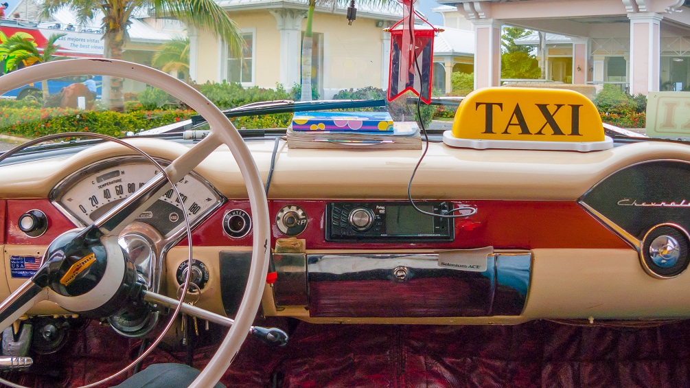 Interior of typical Cuban taxi 