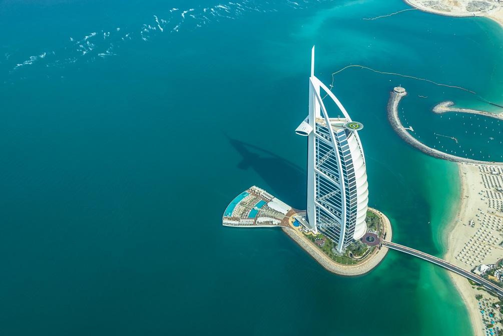 erial view of Burj AL Arab hotel in Dubai