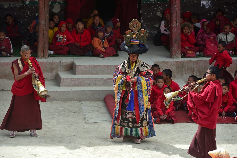 religious masked mystery dance of Tibetan Buddhism Nepal