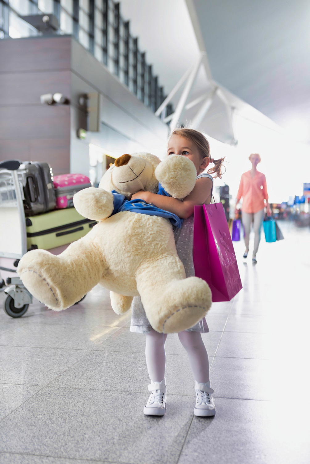 big teddy bear in airport