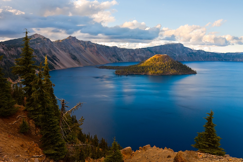 Crater Lake National Park, Oregon at sunset