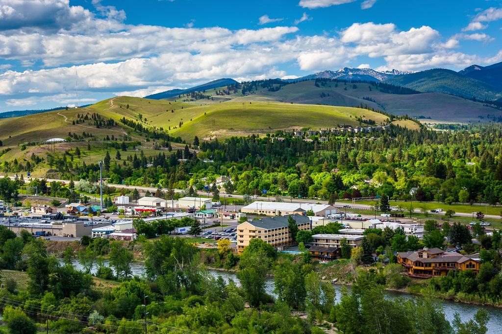 View of Missoula from Mount Sentinel, in Missoula, Montana.